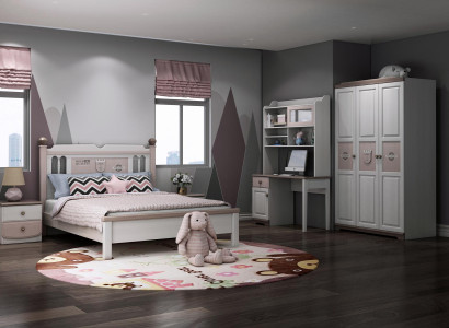 Komplett Jugendzimmer Kinderzimmer Set Bett Kleiderschrank Kommode Weiß 5tlg Neu